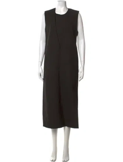 Pre-owned Jil Sander Crew Neck Midi Length Dress In Black