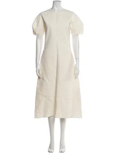 Pre-owned Jil Sander Crew Neck Midi Length Dress In Neutrals