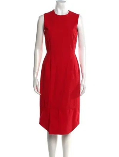 Pre-owned Jil Sander Crew Neck Midi Length Dress W/ Tags In Red