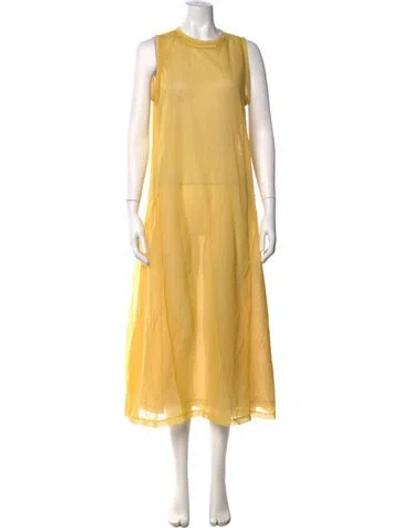 Pre-owned Jil Sander Crew Neck Midi Length Dress In Yellow