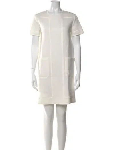 Pre-owned Jil Sander Crew Neck Mini Dress In Neutrals