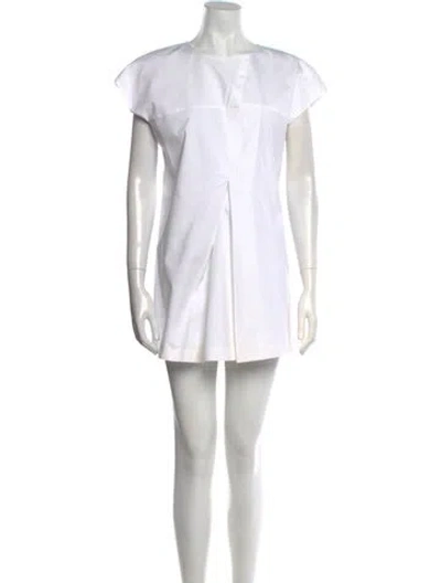 Pre-owned Jil Sander Crew Neck Mini Dress In White