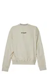 Jil Sander Crew Neck Organic Cotton Sweatshirt With Contrast Logo In Neutrals