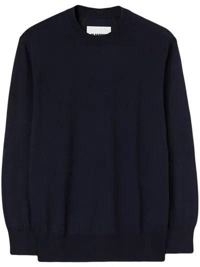 Jil Sander Crew Neck Pullover Sweater In Midnight