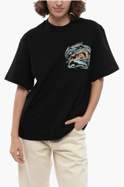 Jil Sander Crew Neck Rabbit Embroidered T-shirt In Black
