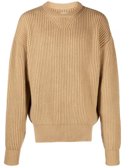 Jil Sander Crew-neck Ribbed-knit Jumper In Neutrals
