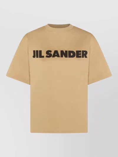 Jil Sander Crew Neck Short Sleeve Fitted Top In Neutral