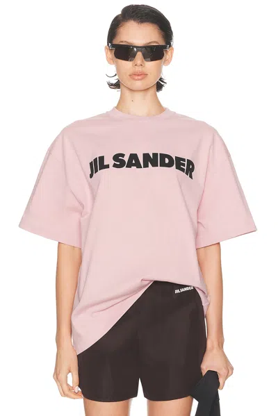 Jil Sander Crew Neck Cotton T-shirt With Short Sleeves In Pink