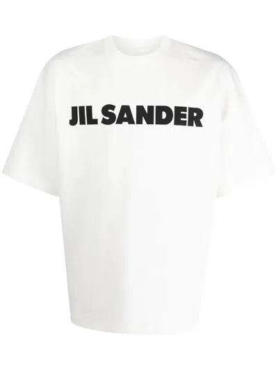 Jil Sander Crew Neck Short Sleeves Logo T-shirt Clothing In White