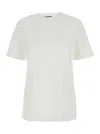Jil Sander Crew Neck Short Sleeves T-shirt With Embossed Logo On Leather Patch Stitched On The Back In Multicolor