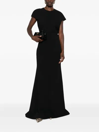 Jil Sander Crew Neck Short-sleeve Maxi Dress In Black