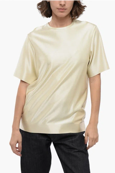 Jil Sander Crew Neck Stretch Viscose T-shirt In Gold