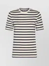Jil Sander Black And White Knitted Striped T-shirt In Cotton Woman