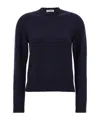 Jil Sander Crewneck Wool Sweater With Cuffed Sleeves In Black