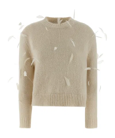 JIL SANDER JIL SANDER FEATHER EMBELLISHED SWEATER