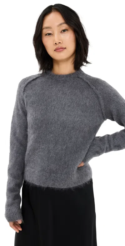 Jil Sander Virgin Wool And Silk Sweater With Brushed Finish In Black