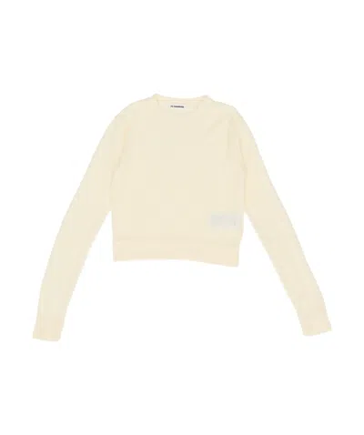Jil Sander Crew Neck Sweater In White