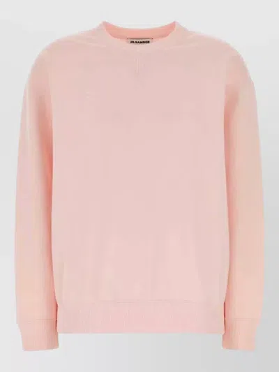 Jil Sander Crew Neck Sweatshirt Long Sleeves Jersey In Pink