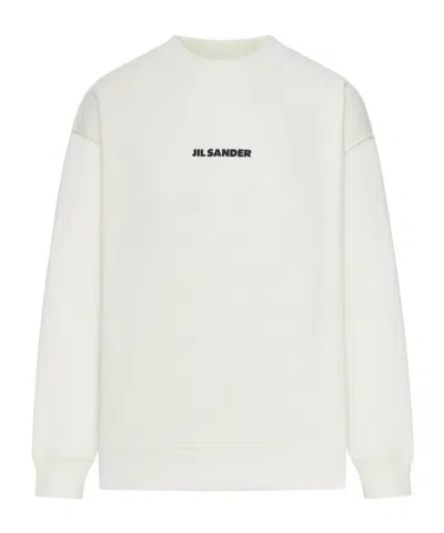 Jil Sander Creneck Long-sleeved Sweatshirt In White