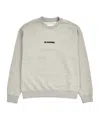 Jil Sander Logo Cotton Crewneck Sweatshirt In White