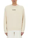 Jil Sander Crew Neck Sweatshirt With Signature Logo In Neutral