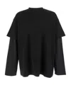 Jil Sander Black Crewneck T-shirt With Logo Lettering On The Rear And Layered Design
