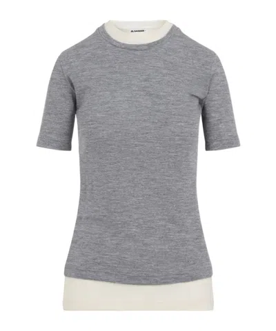 Jil Sander Crew Neck T-shirt And Vest Two-piece Set In Gray