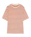 Jil Sander Striped-pattern Logo-patch T-shirt In Red