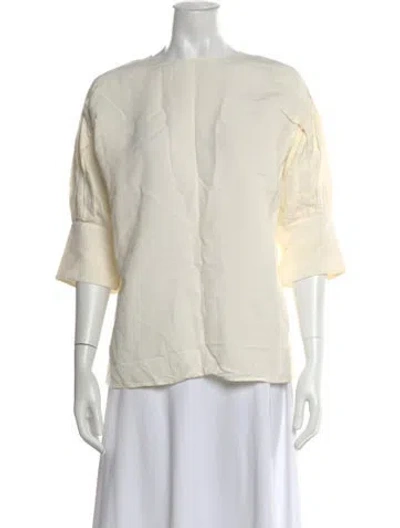 Pre-owned Jil Sander Crew Neck Three-quarter Sleeve Top In White