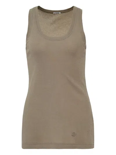 Jil Sander Crew-neck Vest Top In Brown