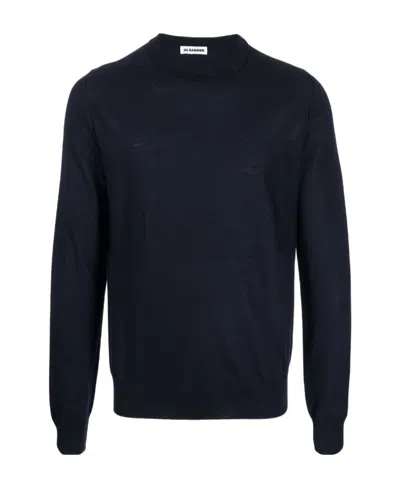 Jil Sander Crew Neck Virgin Wool Jumper In Black