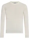 Jil Sander White Wool Sweater With Classic Crew Neckline In White
