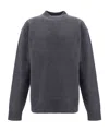 Jil Sander Classic Grey Wool Sweater With Crew Neckline And Ribbed Details In Black