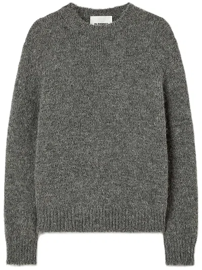 Jil Sander Women Oversized Grey Sweater With Ribbed Trim In Wool Woman In Gray
