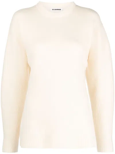 Jil Sander Crew-neck Wool Jumper In Neutrals