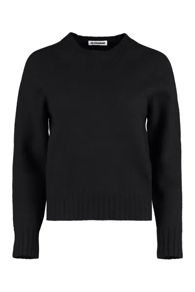 Jil Sander Crew-neck Merino Wool Sweater In Nero
