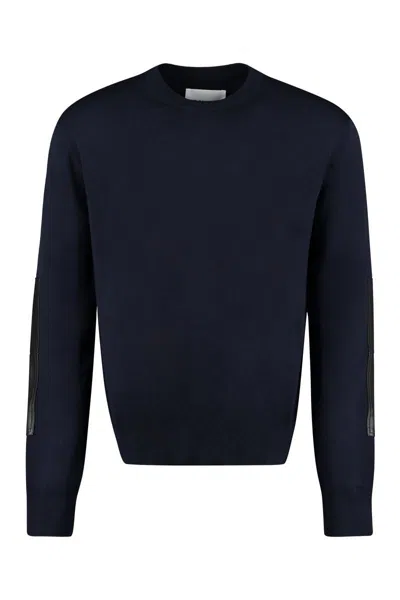 Jil Sander Navy Crew Neck Wool Sweater In Blau