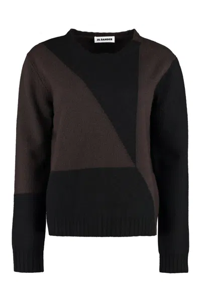 Jil Sander Crew-neck Wool Sweater In Brown