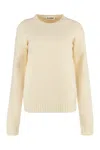 Jil Sander Ribbed Crew-neck Wool Sweater With Soft Texture In Green