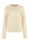 Jil Sander Ribbed Crew-neck Wool Sweater With Soft Texture In Green