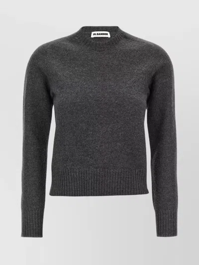 Jil Sander Crew-neck Wool Sweater In Medium Grey