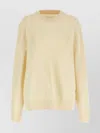 Jil Sander Crew Neck Wool Sweater With Textured Knit In Yellow