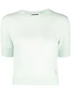 Jil Sander Crew Neck Short-sleeved Knitted Top In Green