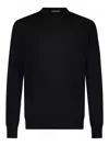 Jil Sander Intarsia-detail Crewneck Sweater In Merino Wool Blend In Blue