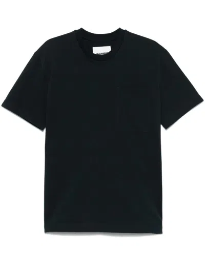 Jil Sander Crewneck Cotton Jersey T-shirt With Patch Pocket In Black