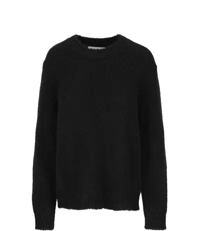 Jil Sander Crew Neck Harmony Wool Pullover In Black