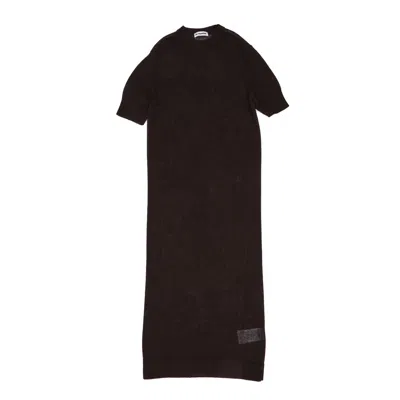 Jil Sander Crewneck Knitted Midi Dress In Brown