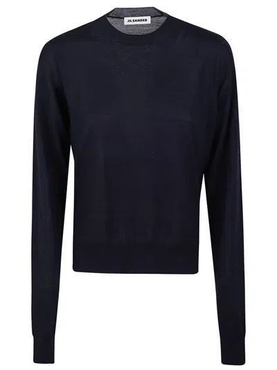 Jil Sander Crewneck Knitted Sweater In Navy