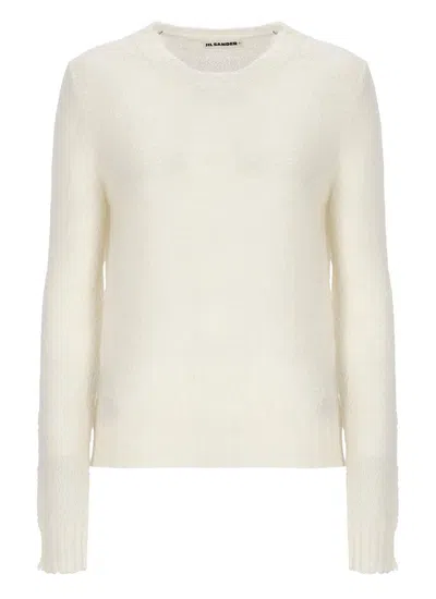 Jil Sander Crewneck Knitted Sweater In White