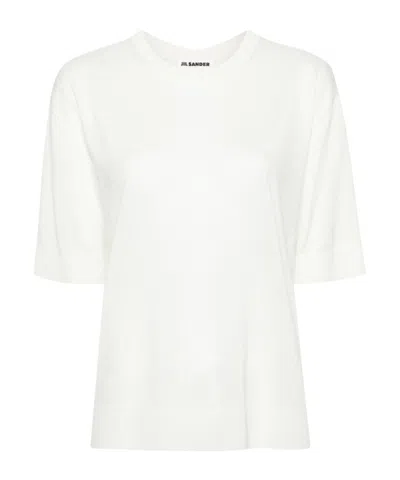 Jil Sander Mélange Wool Blouse In White